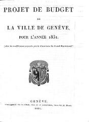 13 vues bud_1831 Budget de la Ville de Genève pour l'année 1831