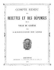 53 vues crf_1892 Compte rendu des recettes et des dépenses de la Ville de Genève : pour l'exercice 1892