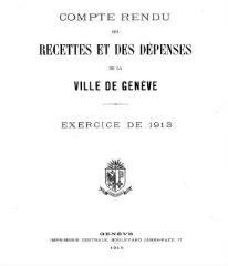 126 vues  - crf_1913 Compte rendu des recettes et des dépenses de la Ville de Genève : pour l\'exercice 1913 (ouvre la visionneuse)