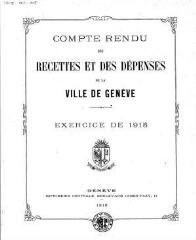 128 vues  - crf_1915 Compte rendu des recettes et des dépenses de la Ville de Genève : pour l\'exercice 1915 (ouvre la visionneuse)