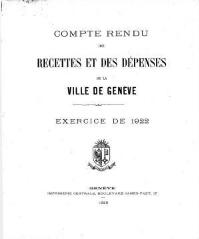 142 vues  - crf_1922 Compte rendu des recettes et des dépenses de la Ville de Genève : pour l\'exercice 1922 (ouvre la visionneuse)