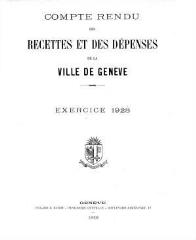 112 vues  - crf_1928 Compte rendu des recettes et des dépenses de la Ville de Genève : pour l\'exercice 1928 (ouvre la visionneuse)