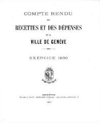 110 vues crf_1930 Compte rendu des recettes et des dépenses de la Ville de Genève : pour l'exercice 1930