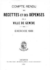 108 vues  - crf_1933 Compte rendu des recettes et des dépenses de la Ville de Genève : pour l\'exercice 1933 (ouvre la visionneuse)