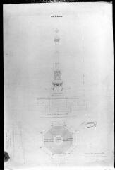 1 vue 252.D.1/135 Cité, Rue de la; Plan de fontaine de face, coupe verticale et latérale du bassin; signé par Guillebaud