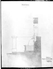 1 vue  - 252.D.1/150 Beauregard, Rue de; Coupe de profil de la fontaine; signé par Guillebaud (ouvre la visionneuse)