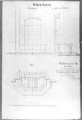 1 vue  - 252.D.1/62 Rive, place de; Plan de la fontaine, coupe transversale et latérale; signé par Amoudruz (ouvre la visionneuse)
