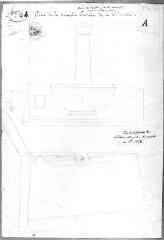 1 vue  - 252.D.1/71 Pélisserie, Rue de la; Plan de la fontaine de face et coupe transversale (ouvre la visionneuse)