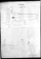 1 vue  - 252.D.1/81 Molard, Place du; Plan du quartier et coupe transversale de l\'écoulement des eaux (ouvre la visionneuse)